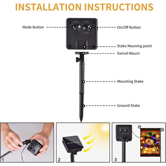 New Lighted Christmas Garden Flag 12x18" LED Snowman Flag for Outdoor Decor - Picture 8 of 10